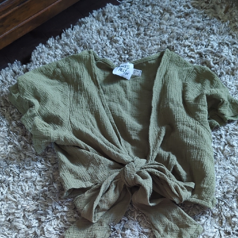 Princess Polly Sage Green Textured Top